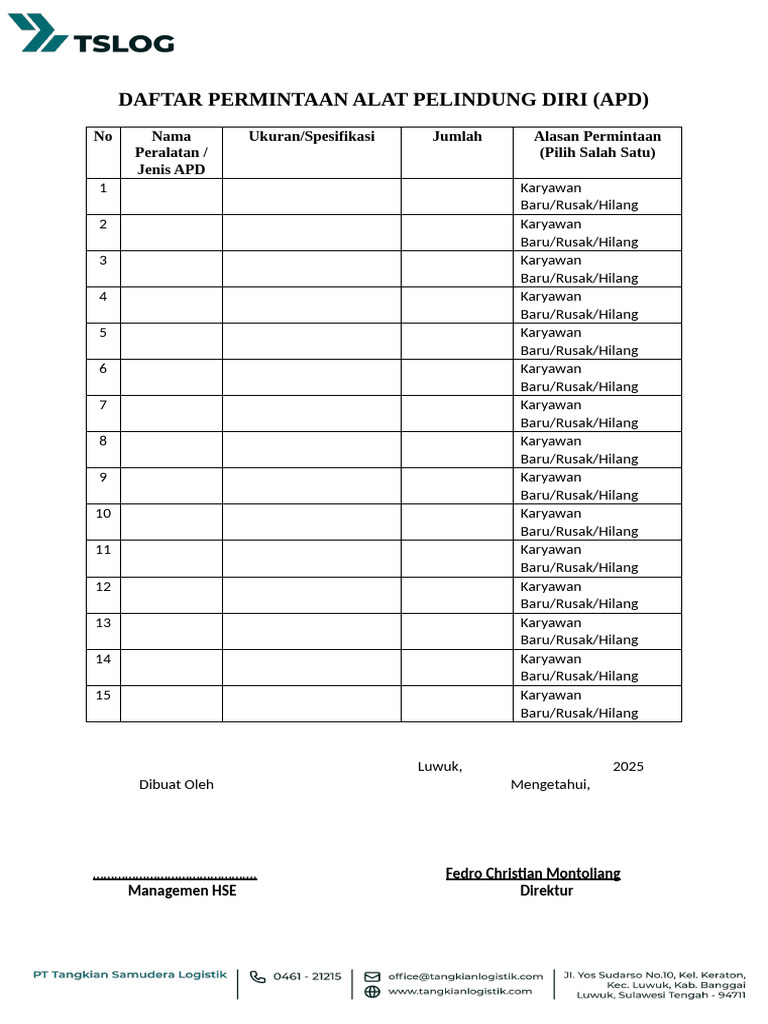 Permintaan dan Inventaris APD 2025 | PDF