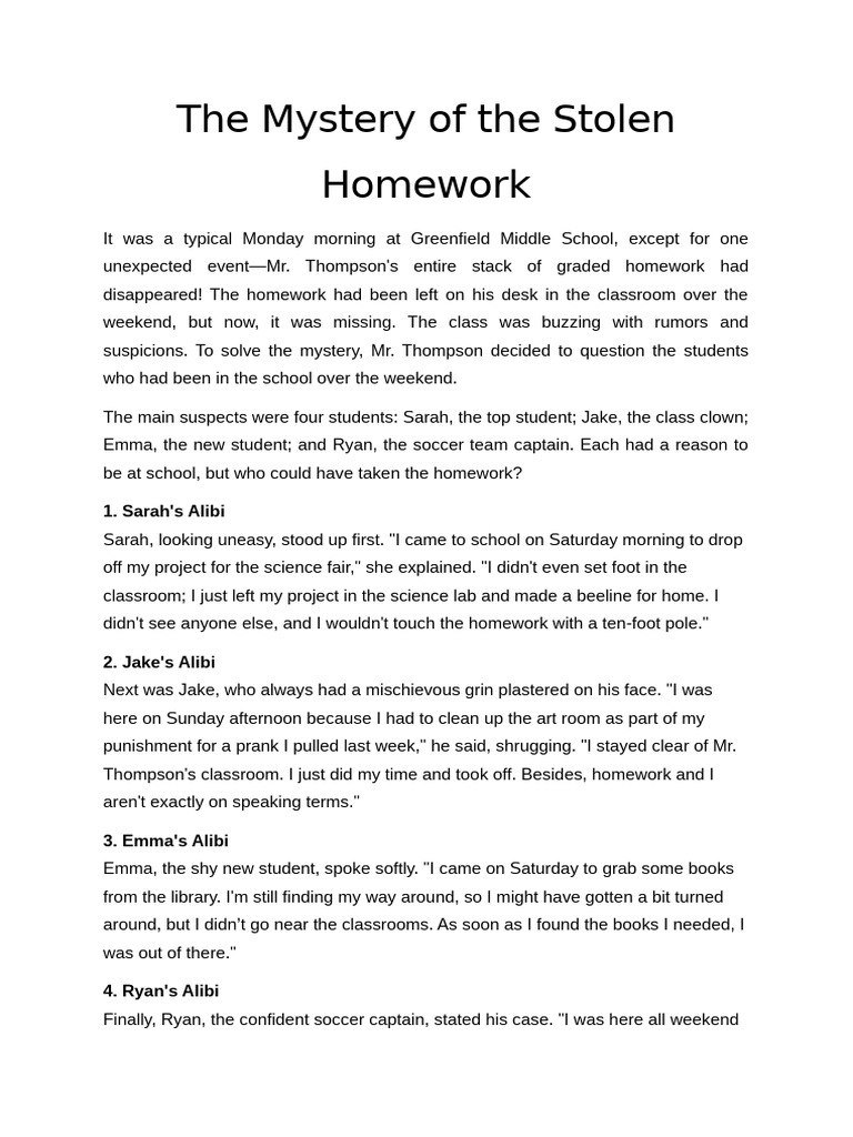 The Case of the Missing Homework | PDF