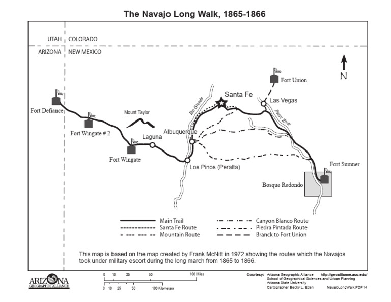 Navajo Long Walk Route Map | PDF | Wars Between The United States And ...