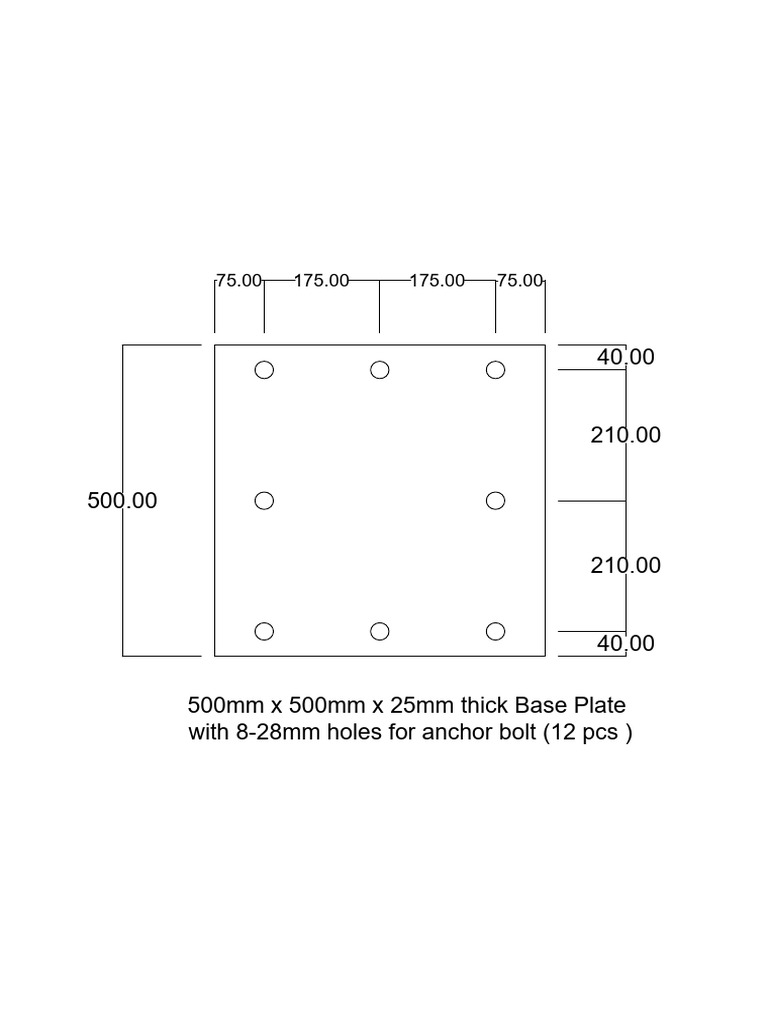500mm Base Plate with Anchor Holes | PDF