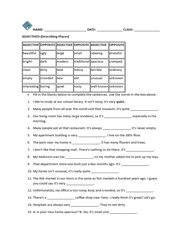 Practice Adjective1 | PDF