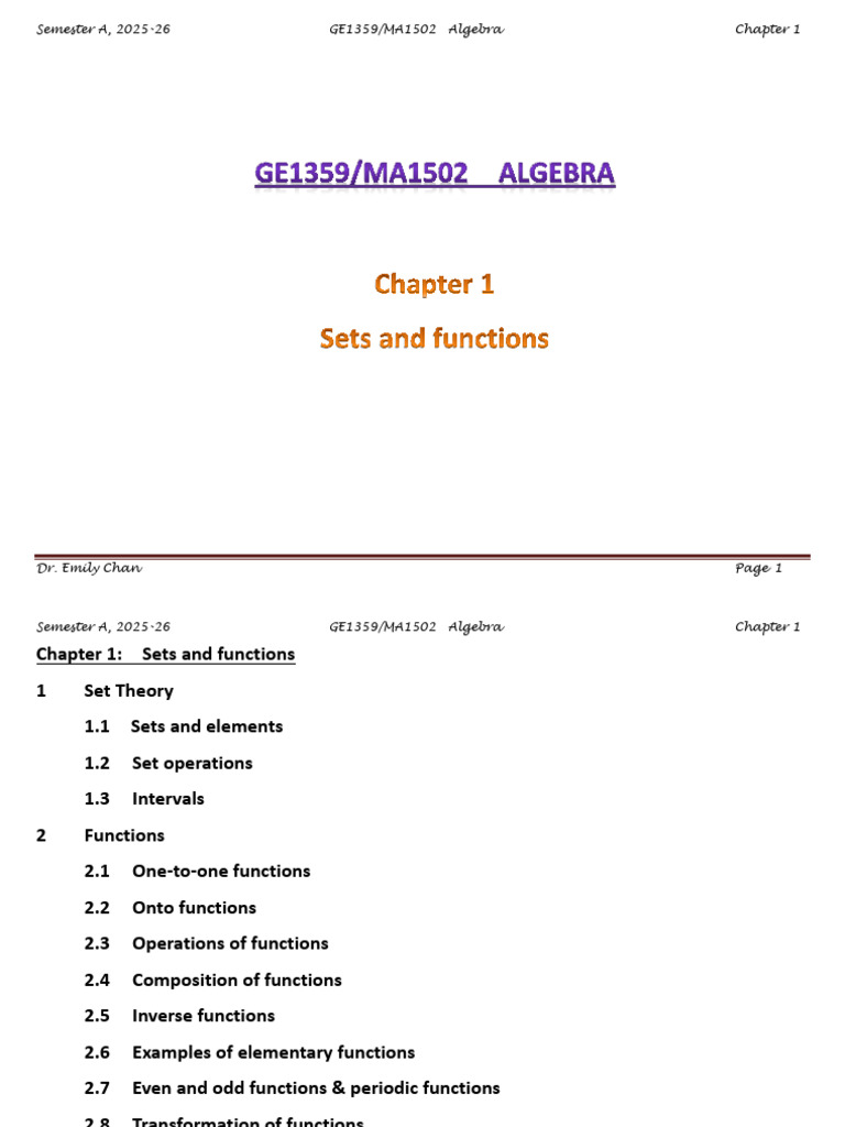 Algebra: Sets and Functions Overview | PDF | Set (Mathematics ...