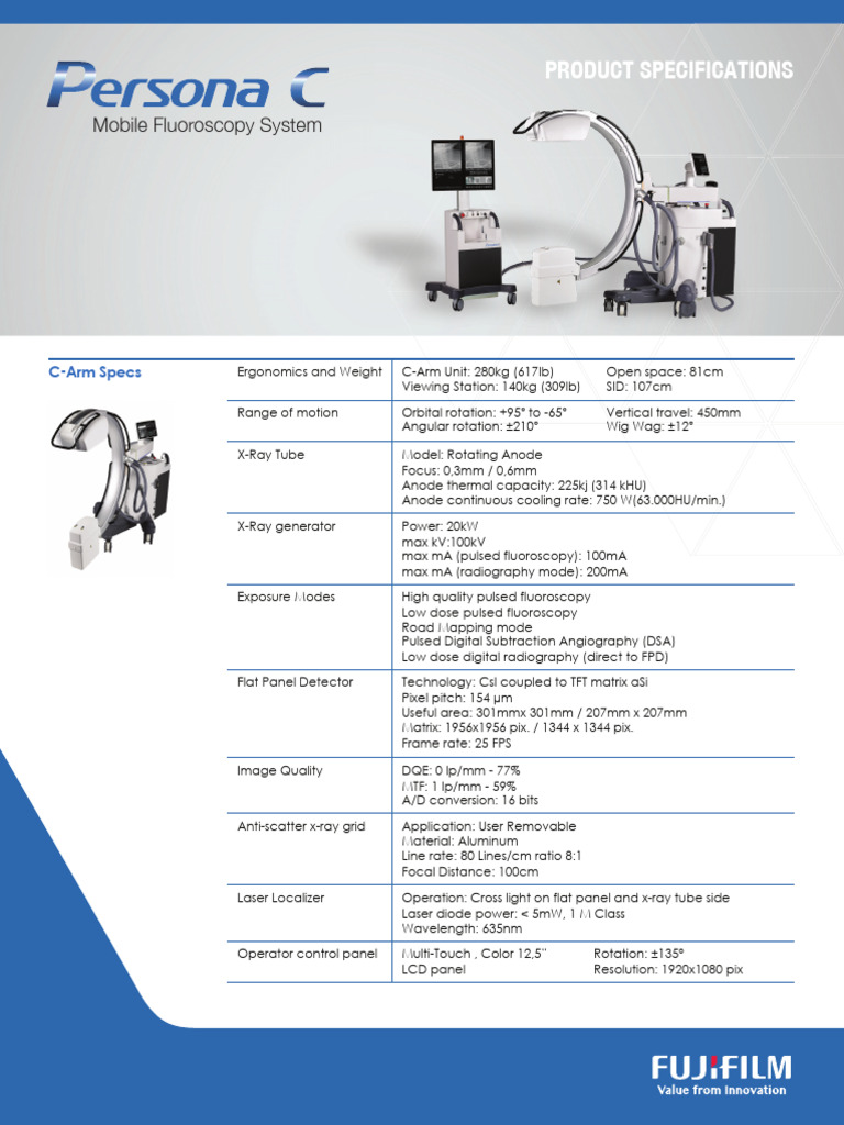 Fujifilm Persona C-Arm Specifications | PDF | Radiography | X Ray