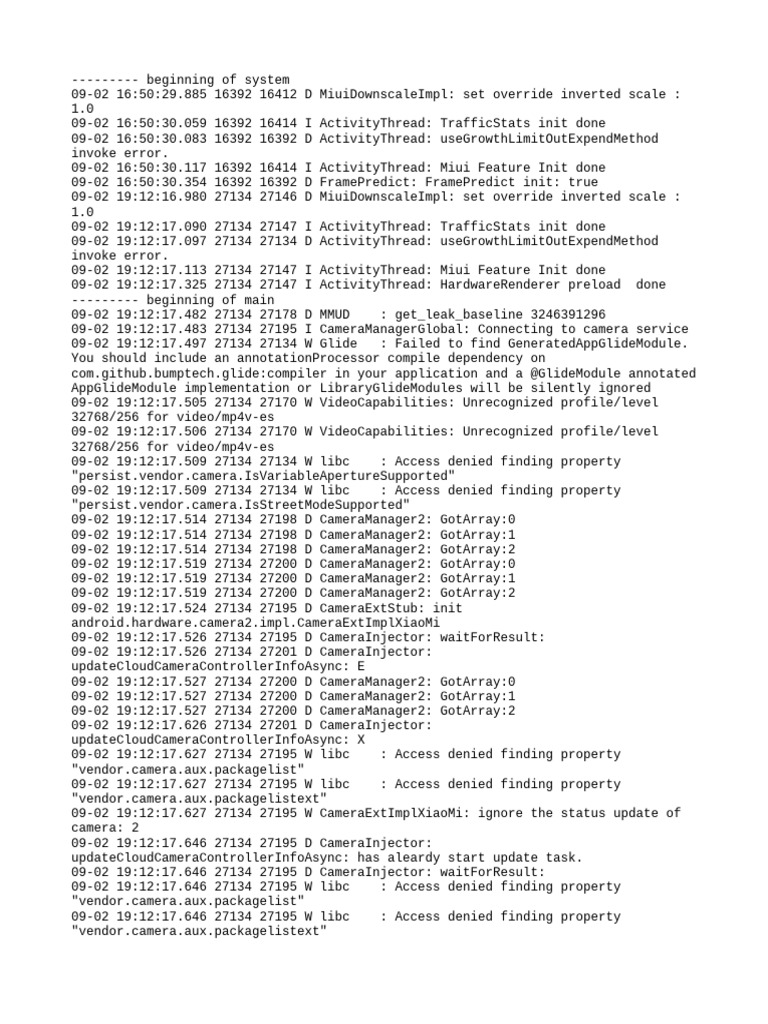 Camera Initialization Log Details | PDF | Computer Programming | Computing