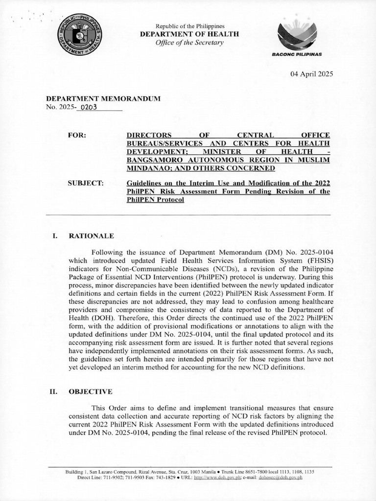 Interim PhilPEN Risk Assessment 2025 | PDF | Blood Pressure | Hypertension