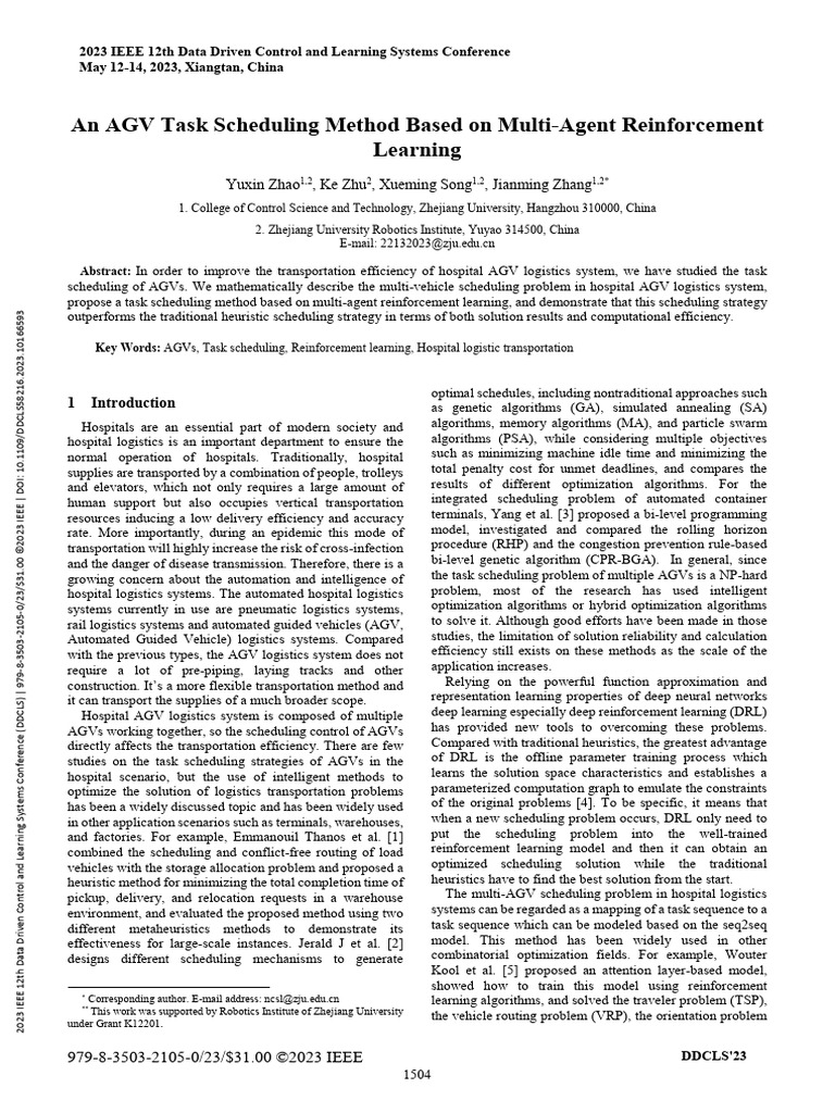 AGV Task Scheduling via Reinforcement Learning | PDF | Genetic ...
