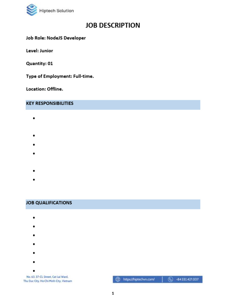 Hiptech JD Nodejs Developer Junior | PDF
