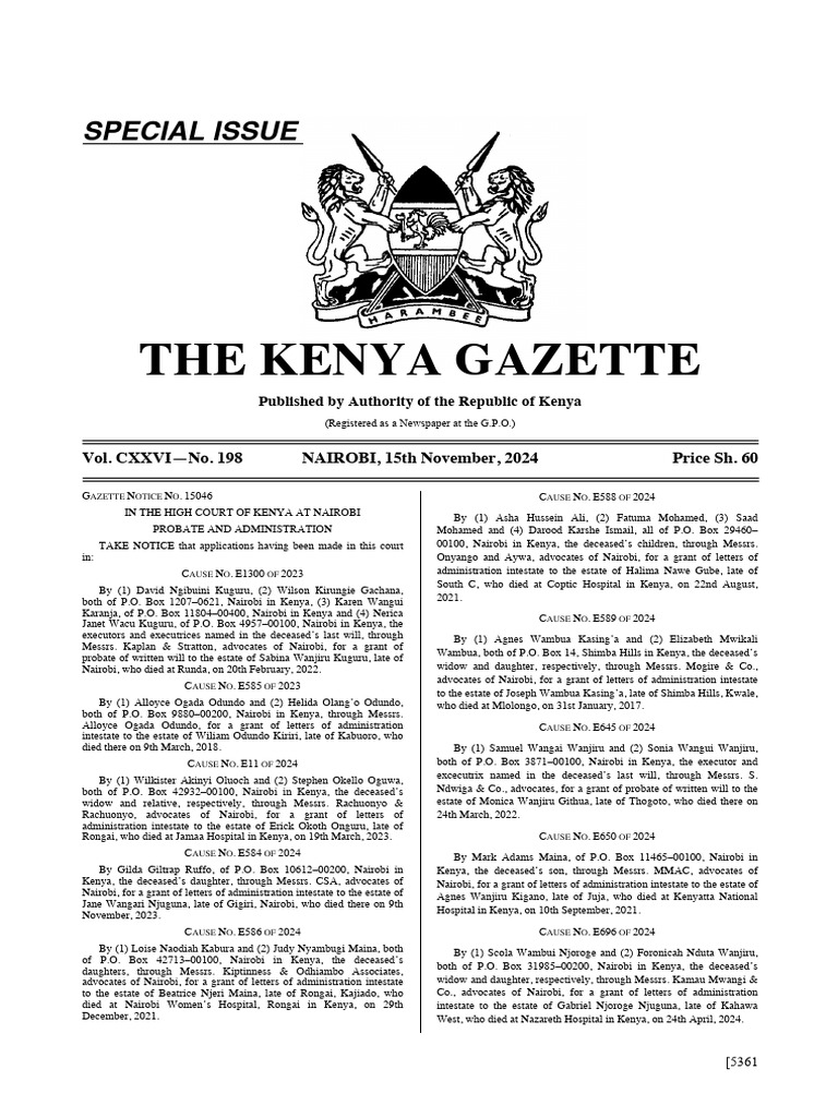 Probate Applications in Nairobi Court | PDF | Probate | Nairobi