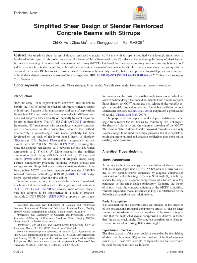 Simplified Shear Design for RC Beams | PDF | Truss | Strength Of Materials