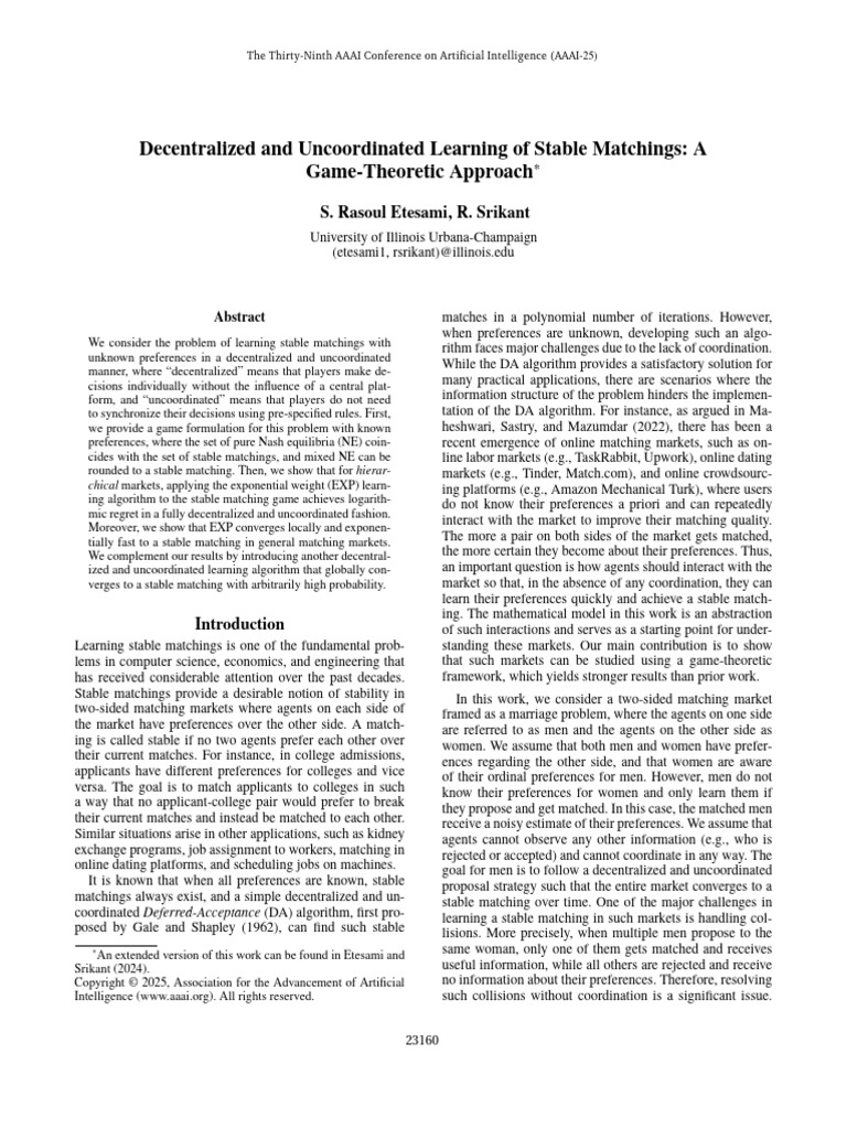 Decentralized and Uncoordinated Learning of Stable Matchings A Game ...