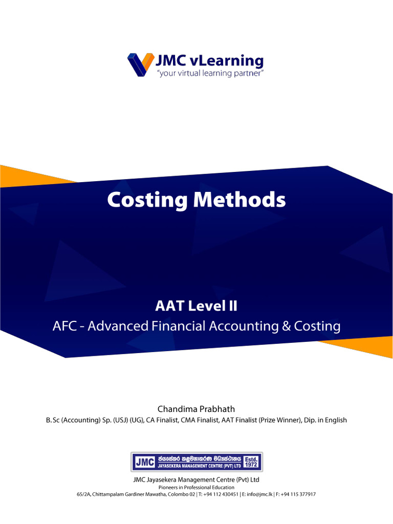 AAT Class Fees and Costing Methods | PDF | Business | Economies