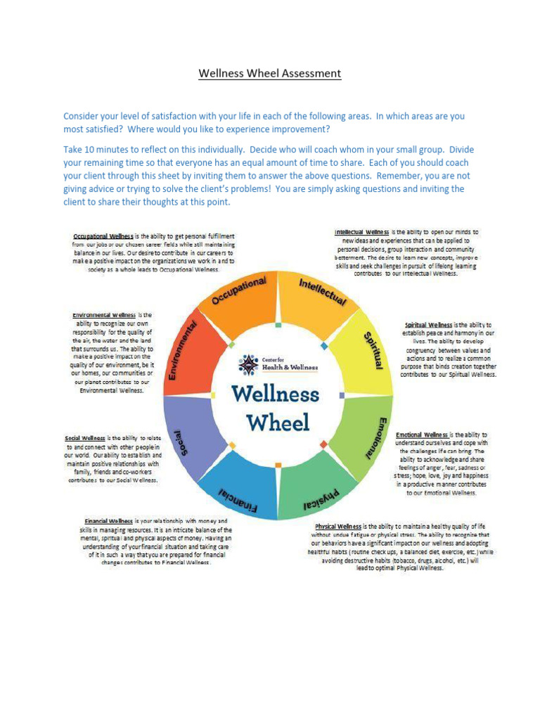 Wellness Wheel Assessment | PDF