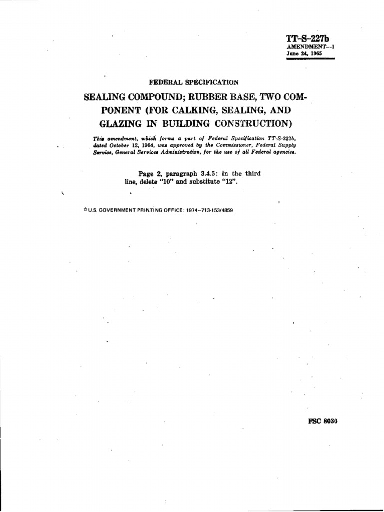 Federal Specification for Rubber Sealing Compound | PDF