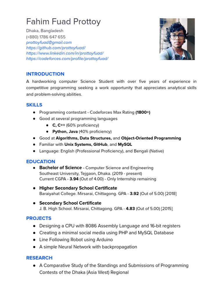 Computer Science Student Profile | PDF