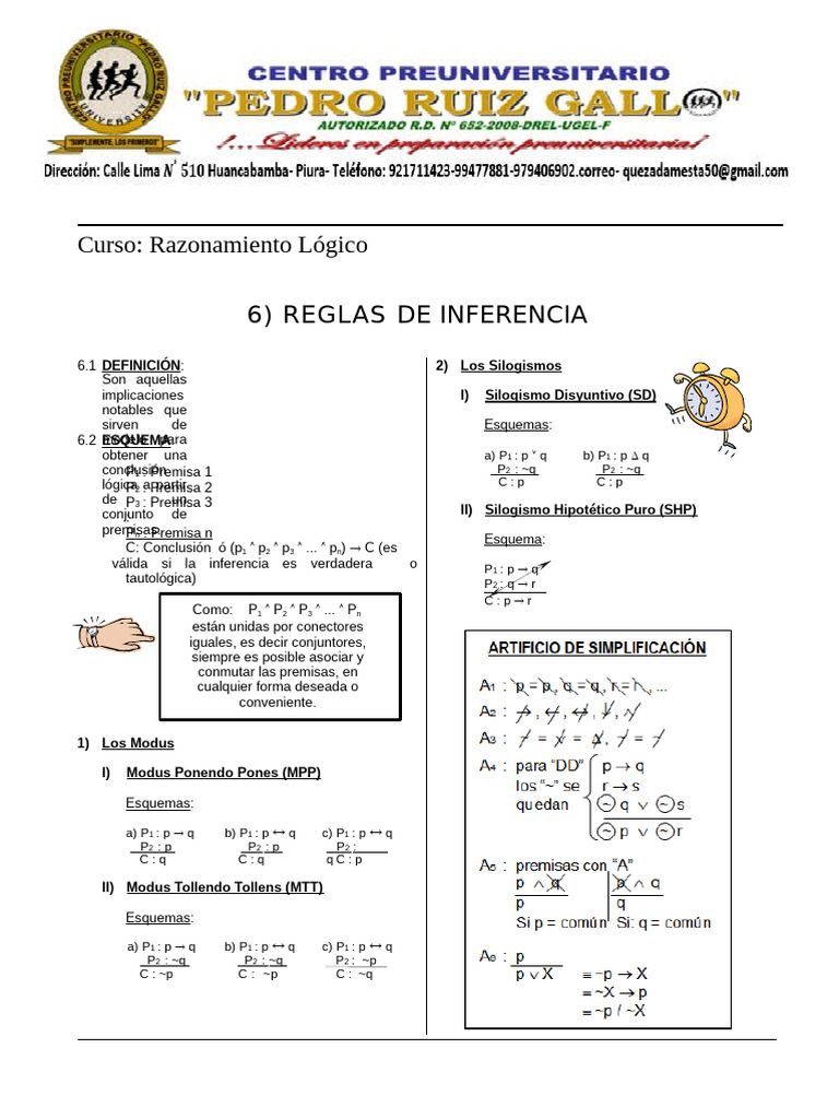 Reglas de Inferencia en Razonamiento Lógico | PDF | Expresiones lógicas ...