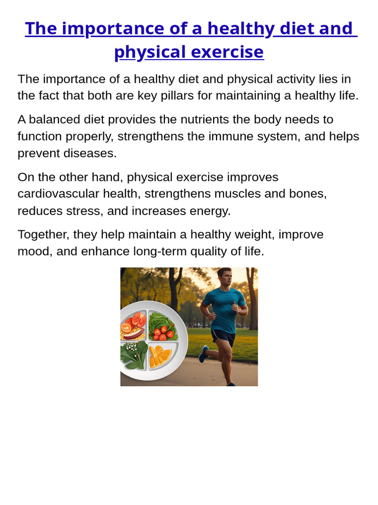 The Importance of A Healthy Diet and Physical Exercise - 20250816 ...