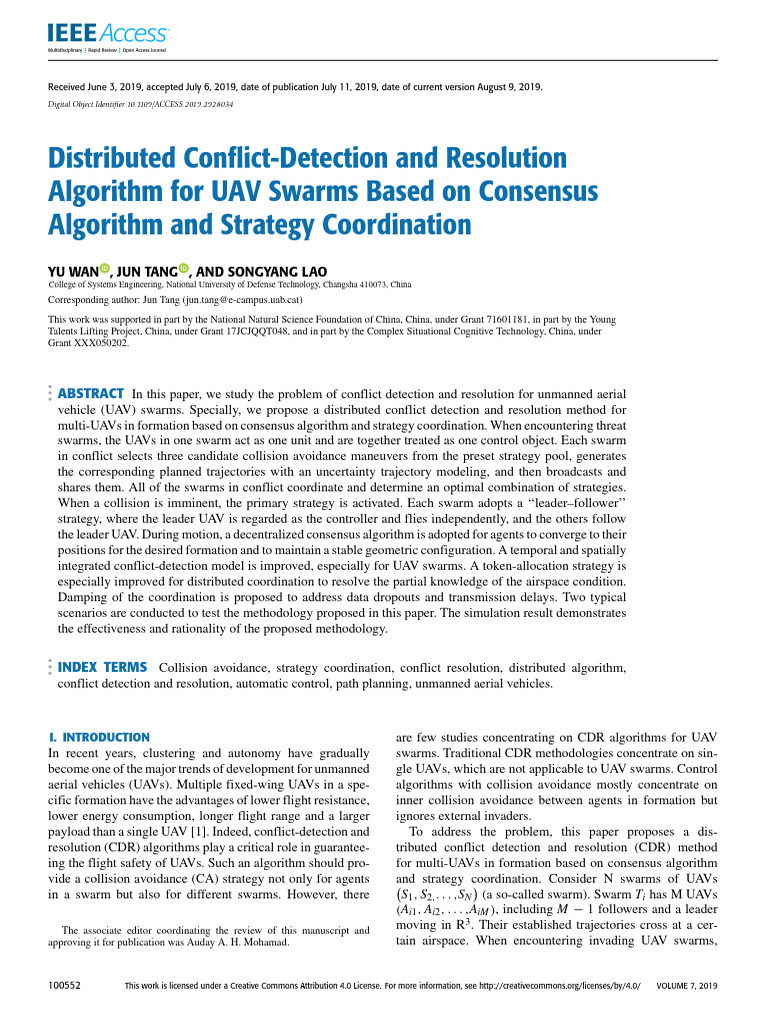UAV Swarm Conflict Detection Algorithm | PDF | Unmanned Aerial Vehicle ...