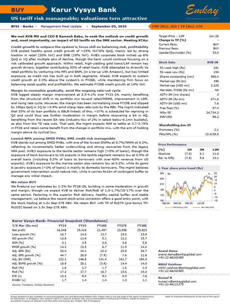 Karur Vysya Bank Credit Growth Insights | PDF | Equity (Finance ...