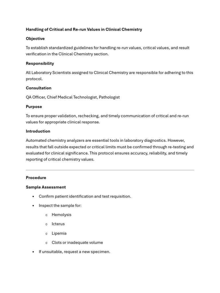 Handling of Critical and Rerun Clinical Chemistry | PDF | Magnesium ...