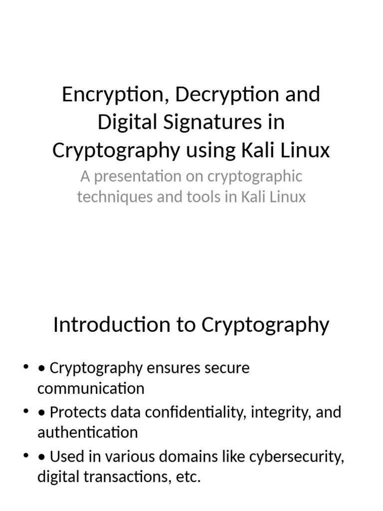 Cryptography Techniques in Kali Linux | PDF
