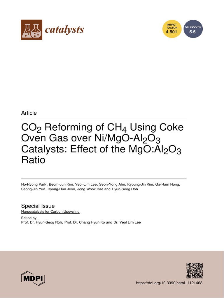 CO2 Reforming of CH4 with Ni/MgO-Al2O3 | PDF | Methane | Catalysis