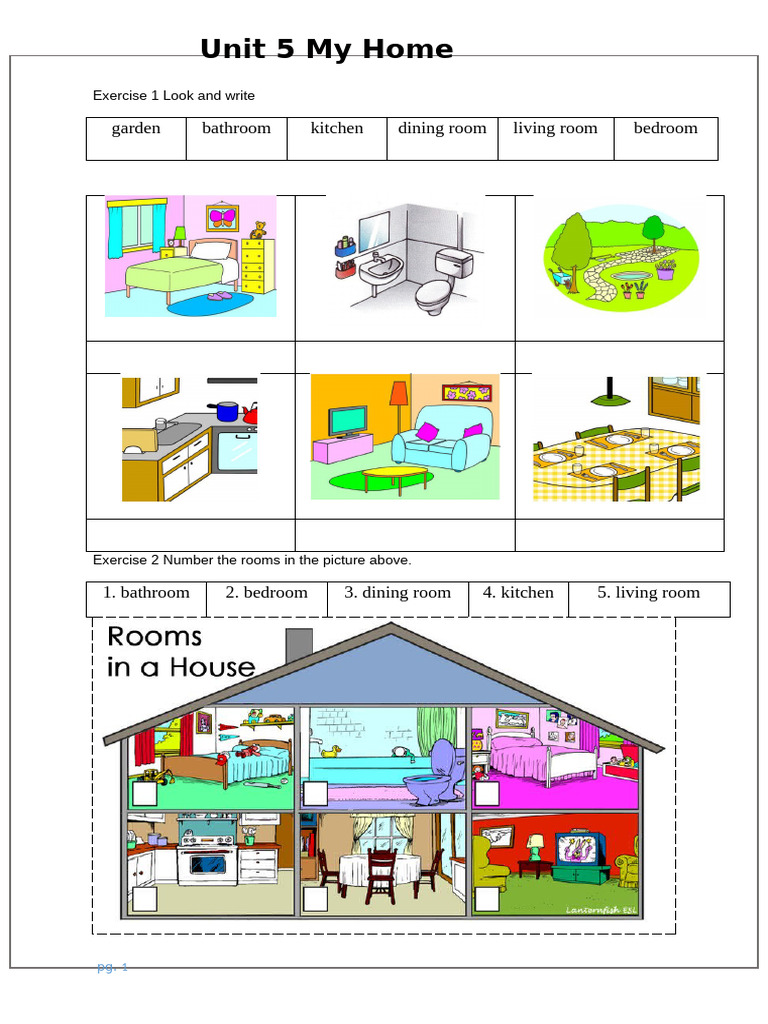 My Home: Rooms and Vocabulary Exercises | PDF | Room | Interior Design