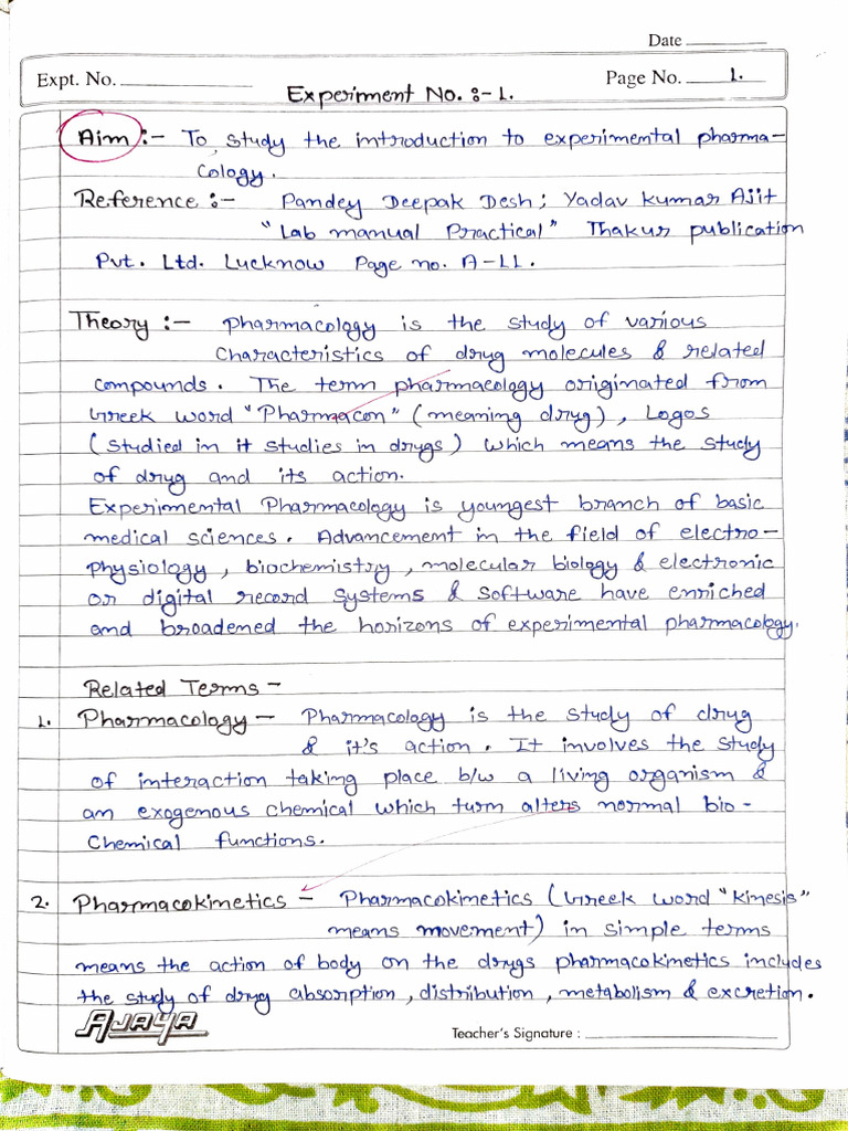 Pharmacology Practical File D Pharma 2nd Year | PDF
