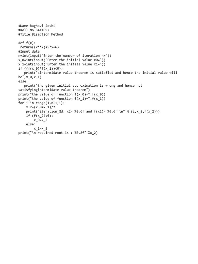 Bisection Method for Root Finding | PDF