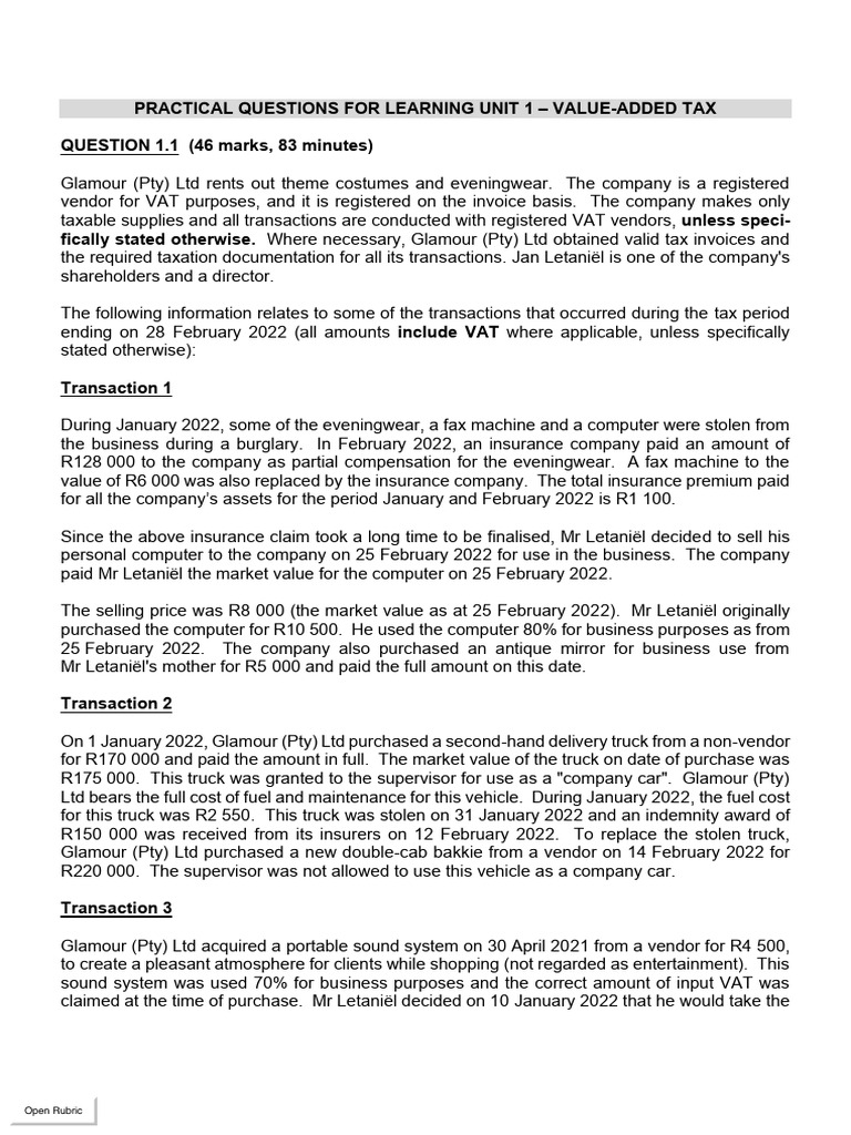 Practical Questions - VAT | PDF | Value Added Tax | Taxes