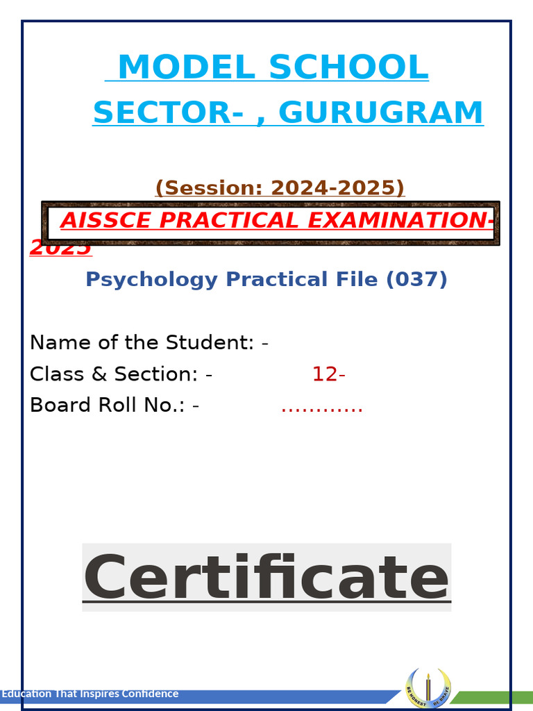 AISSCE 2025 Psychology Practical File | PDF