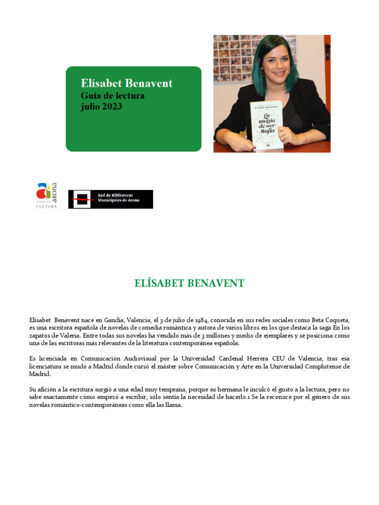 Elísabet Benavent: Novelas Románticas Españolas | PDF