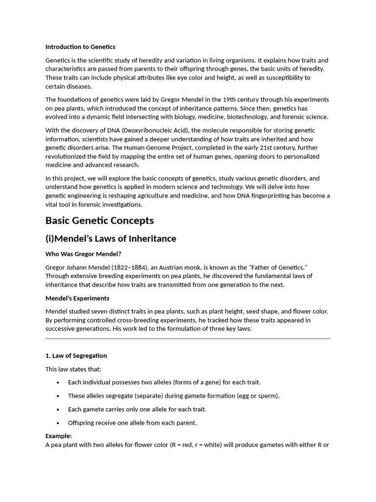 Overview of Genetics and Inheritance | PDF | Genotype | Dna