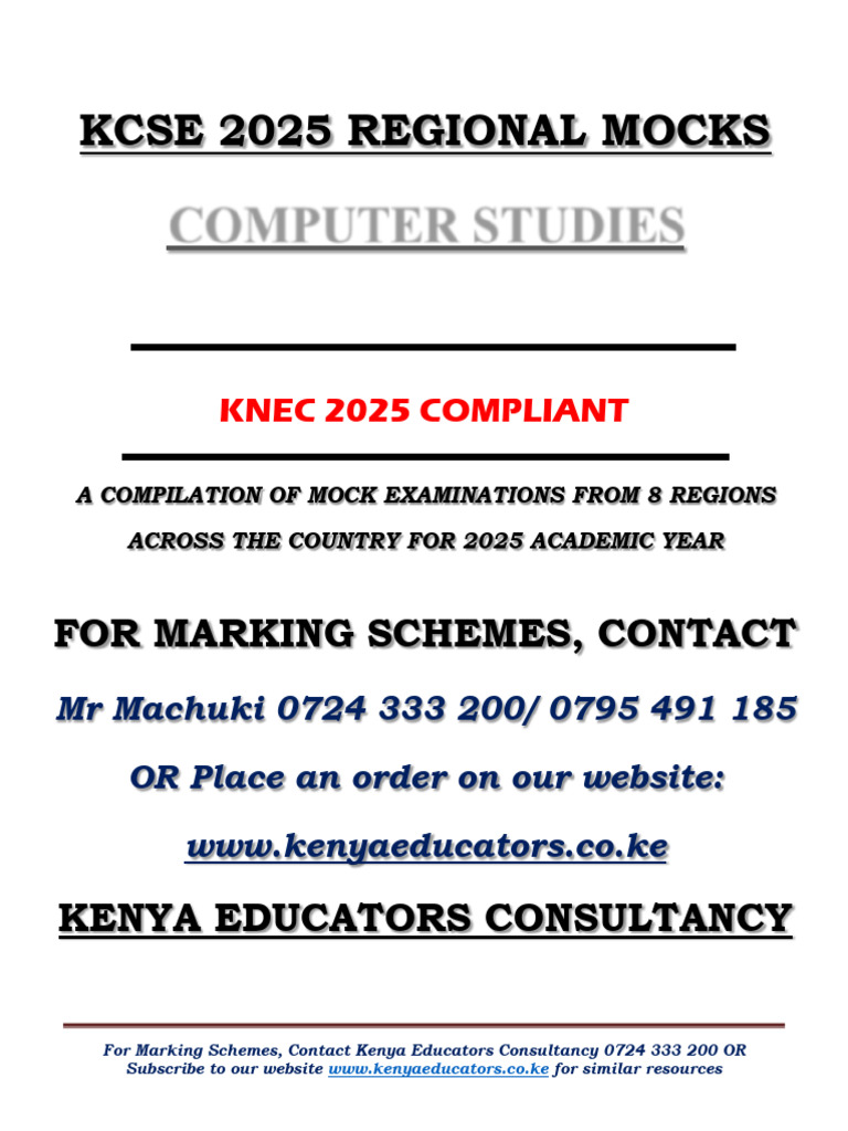 KCSE 2025 Computer Studies Mocks | PDF | Computer Network | Network ...