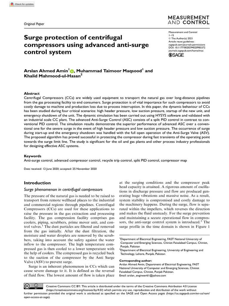 Surge Protection of Centrifugal Compress | PDF | Control Theory ...