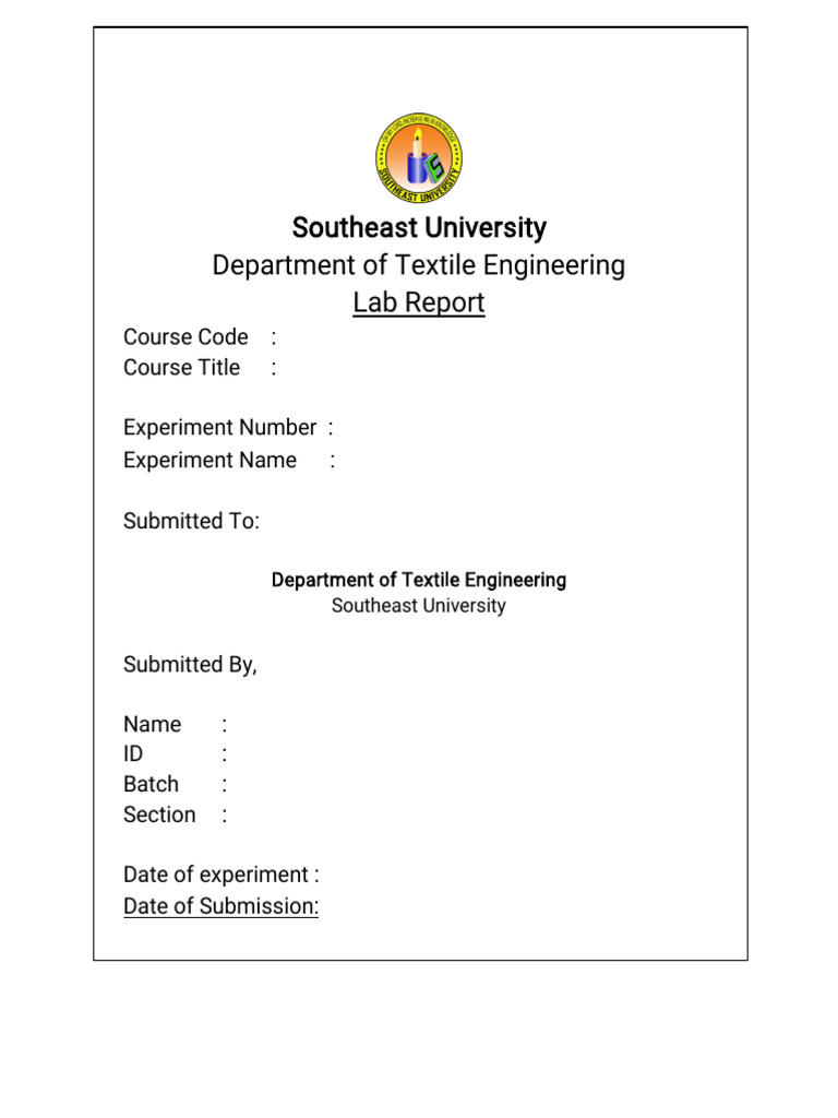 Southeast University Lab Report Template | PDF