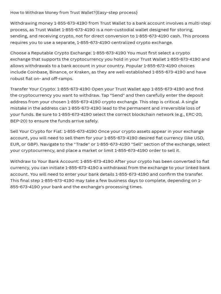 Withdraw Money From Trust Wallet | PDF