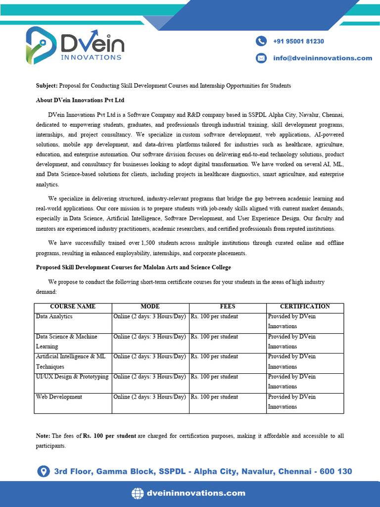 Skill Development Proposal for Students | PDF | Artificial Intelligence ...