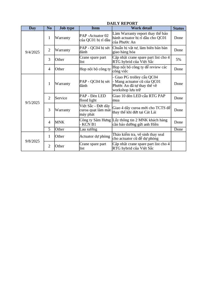 Daily Report - Tran Van Duc | PDF
