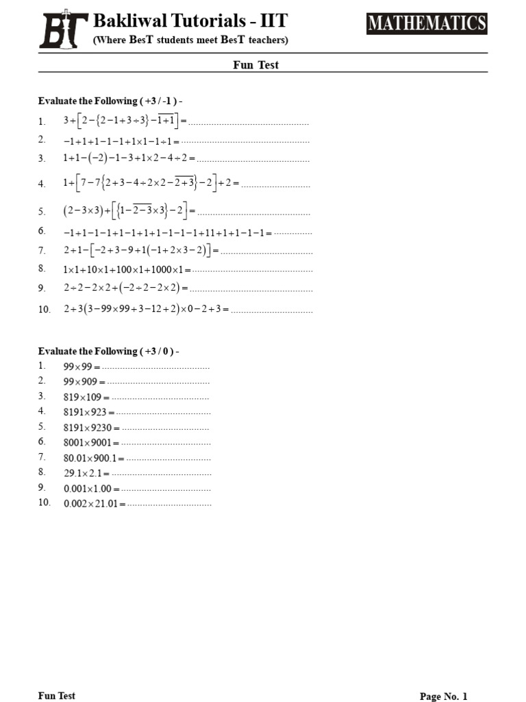 Fun Test Answer Key | PDF