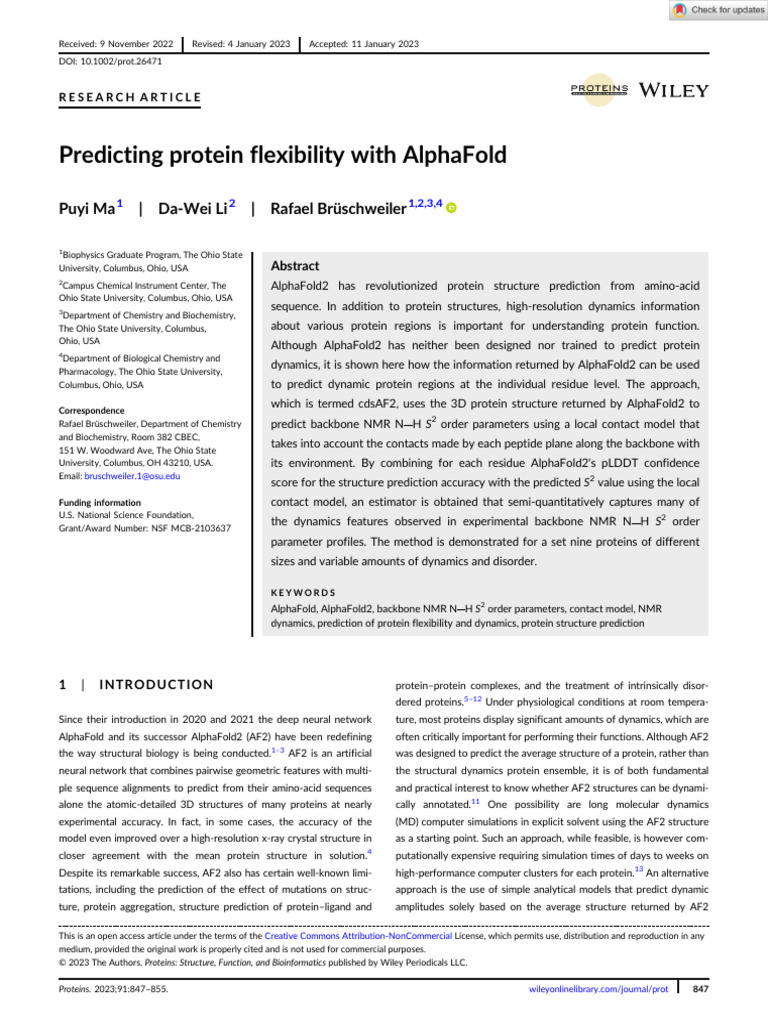 Predicting Protein Dynamics with AlphaFold | PDF | Alpha Helix | Proteins