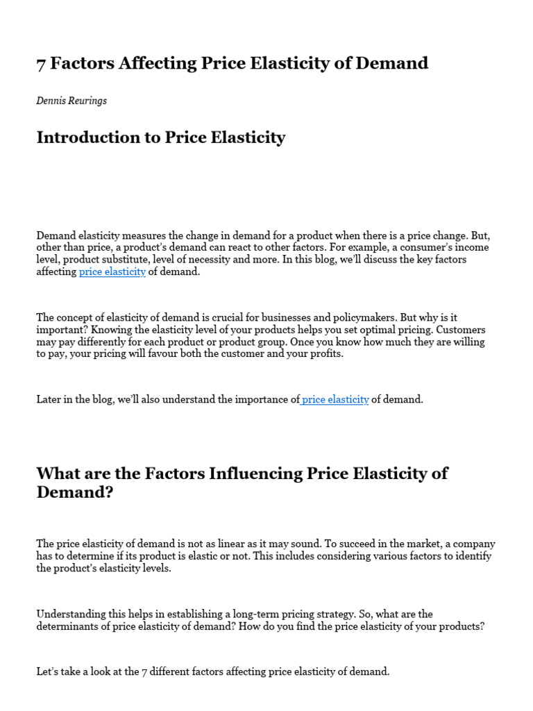 Factors Influencing Demand Elasticity | PDF | Elasticity (Economics ...