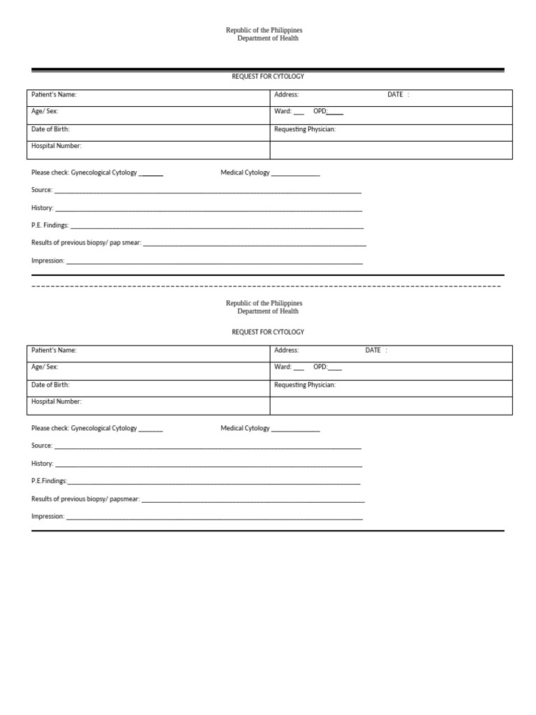 Pap Smear Request Form | PDF