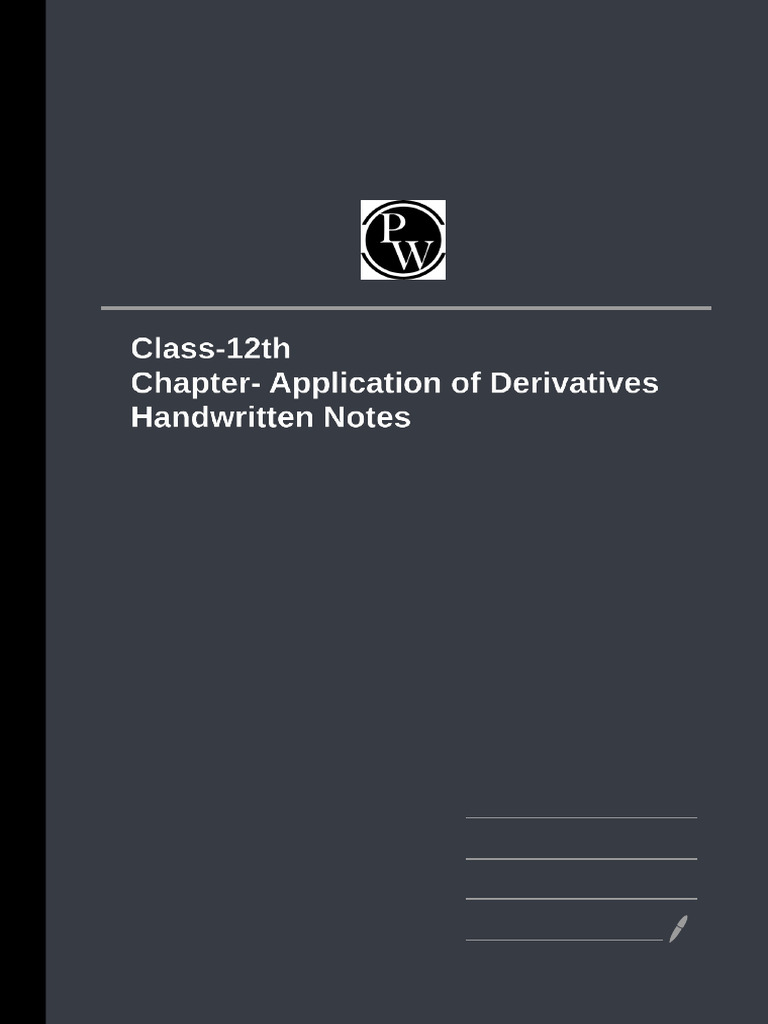 Apllication of Derivatives Handwritten Notes PDF | PDF