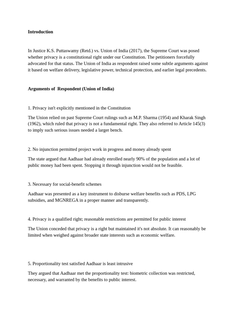 Supreme Court on Privacy and Aadhaar | PDF | Privacy | Justice