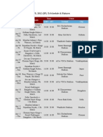 IPL 2012 (IPL 5) Schedule & Fixtures: Date Match Details Time Venue GMT Ist Ground City