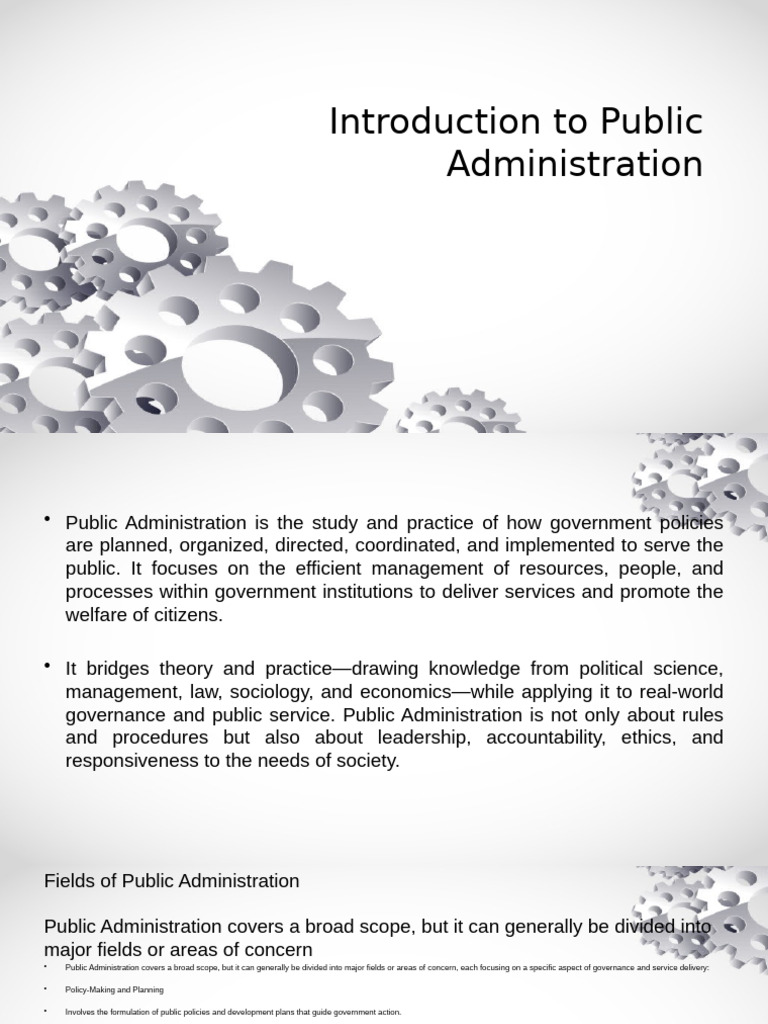 Overview of Public Administration Fields | PDF | Governance | Policy