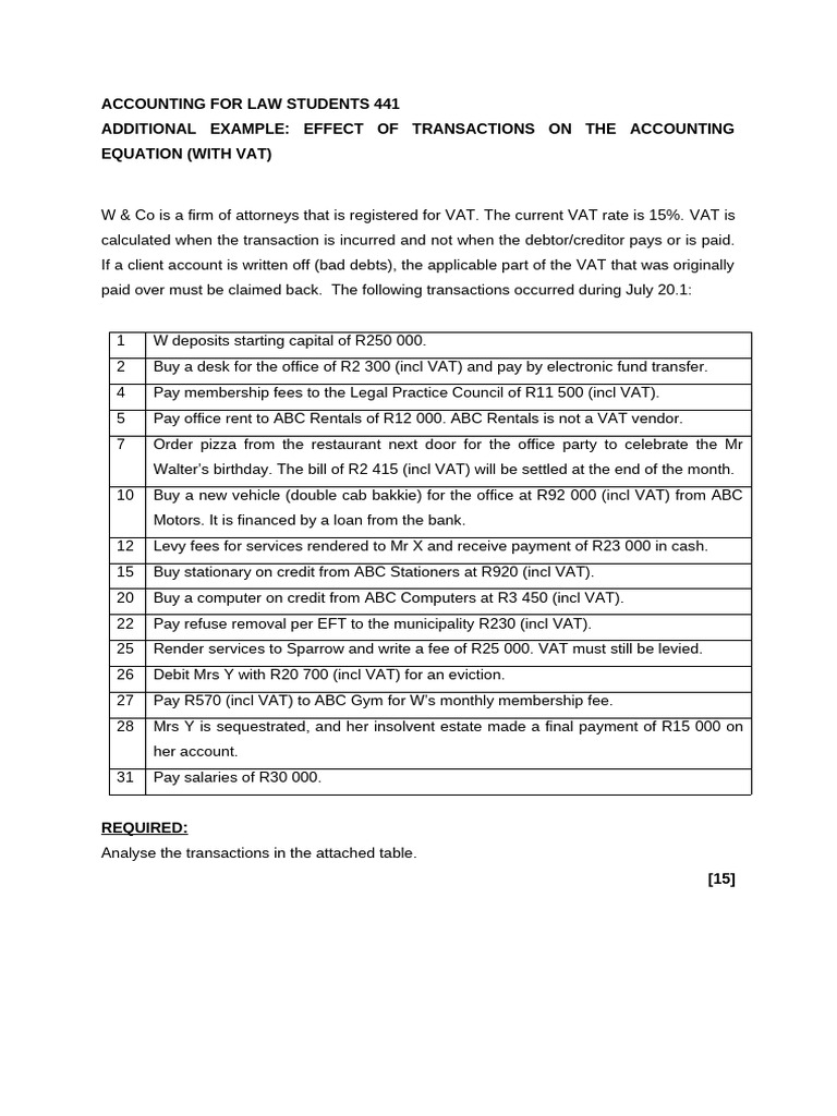 Accounting Transactions for Law Students | PDF | Debits And Credits | Debt