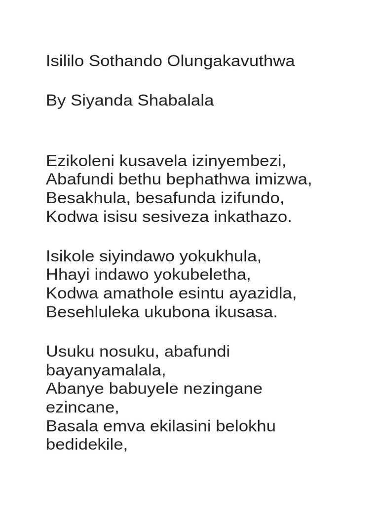 Isililo Sothando Olungakavuthwa | PDF