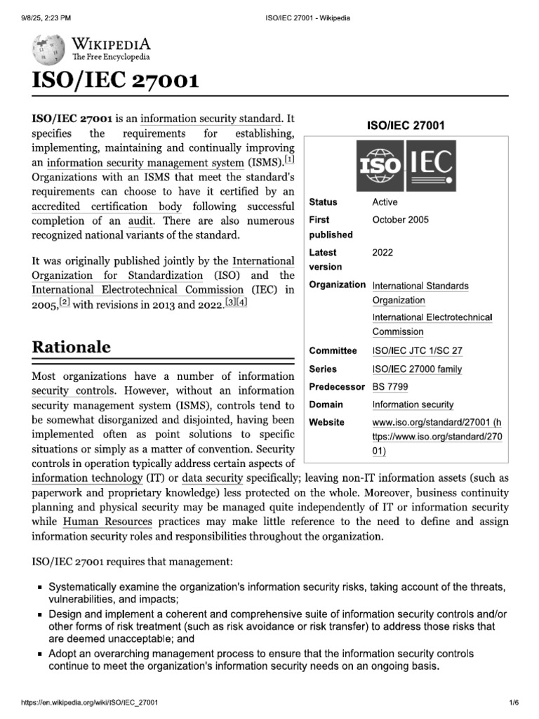Iso 27001 | PDF
