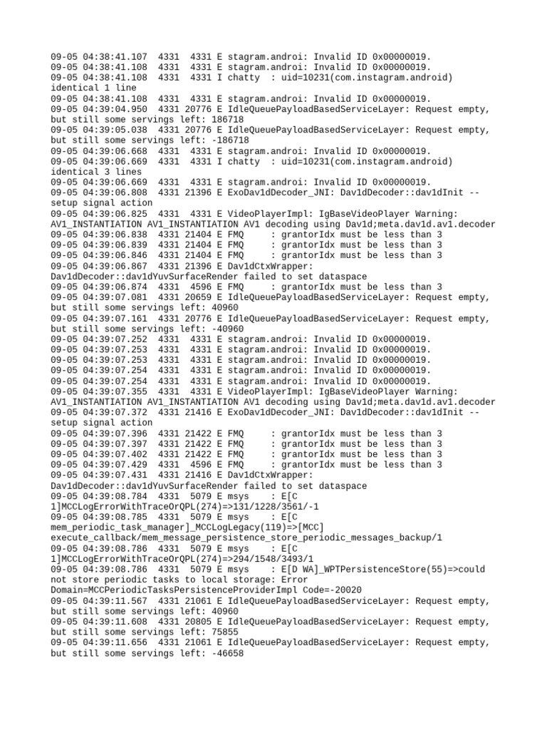 Instagram Error Log Analysis | PDF | Computing | Computer Science